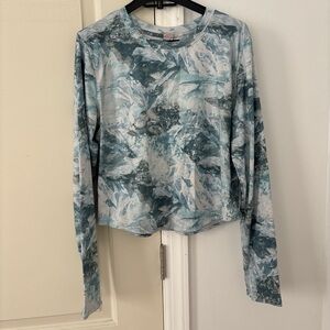 Women's Blue Patterned Long Sleeve Top